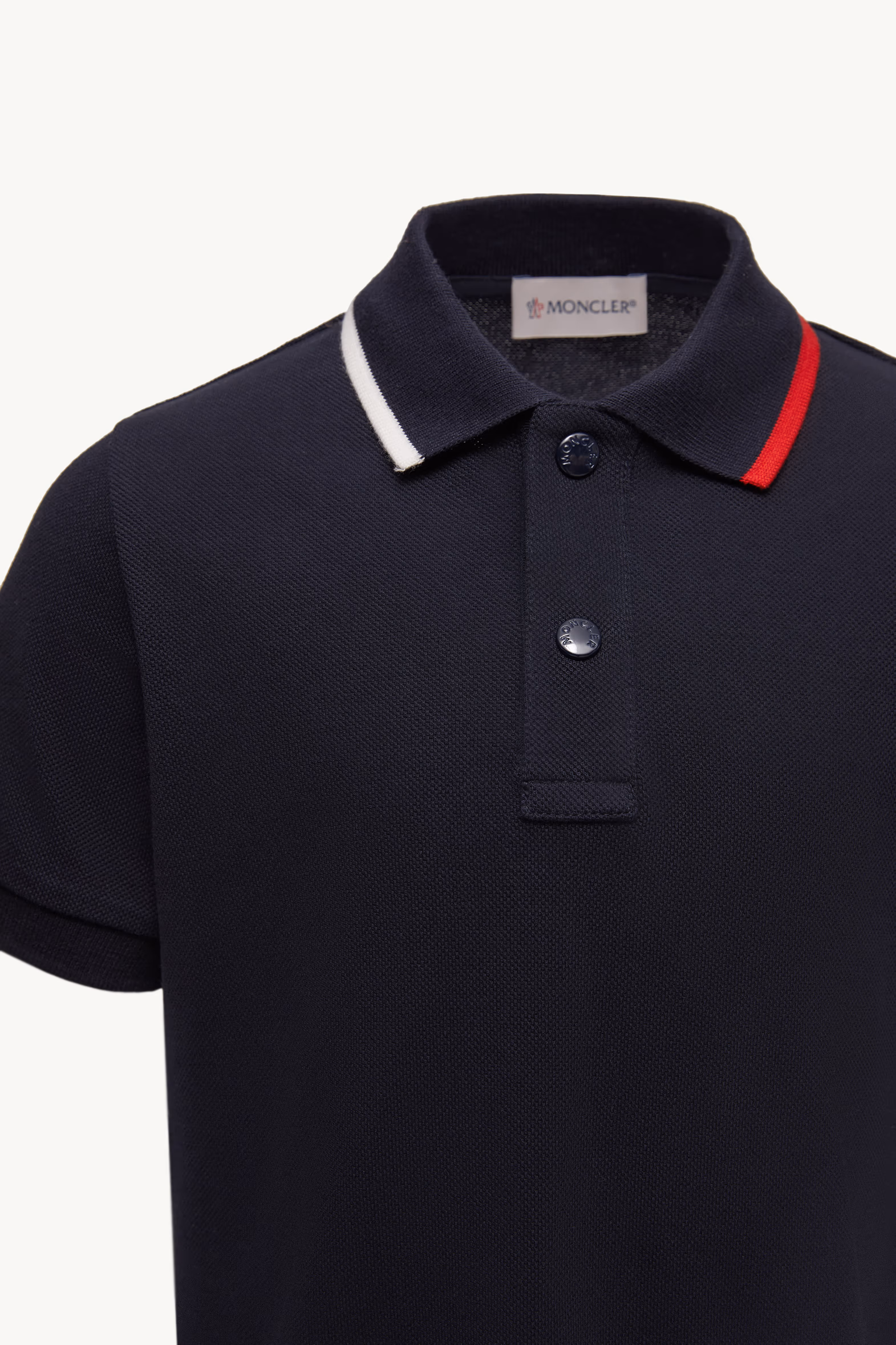 Cotton Piquet Polo Shirt Boy Navy Blue Moncler 3